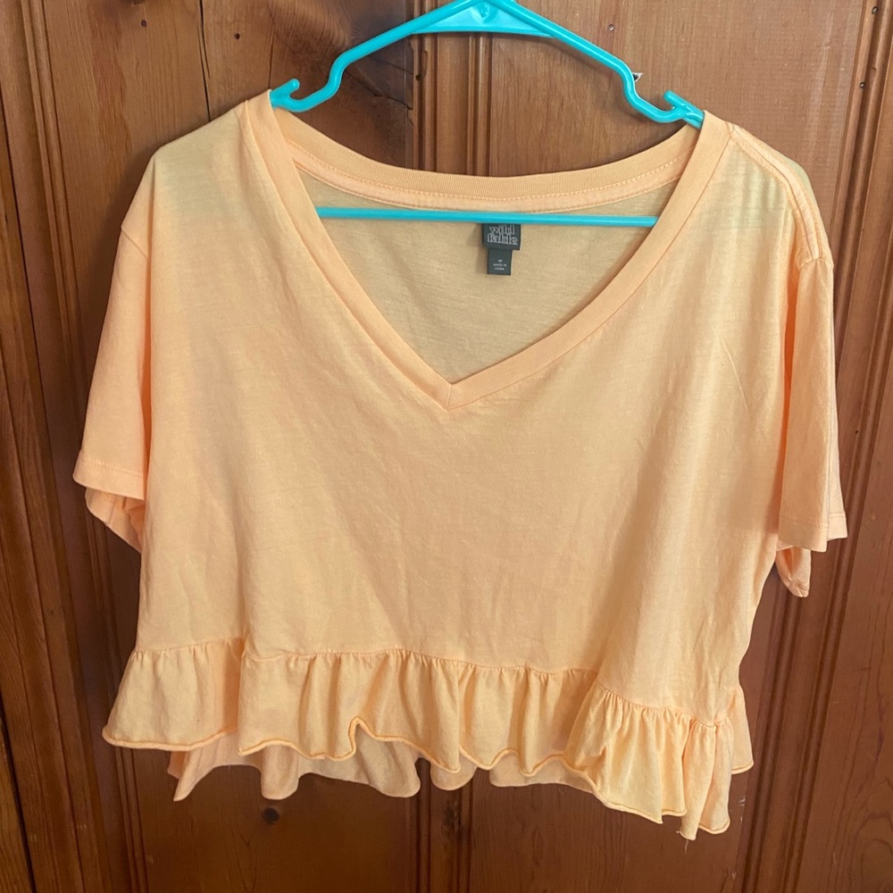 Wild Fable Ruffle V-Neck Crop